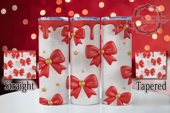 3D Coquette Santa Bow Tumbler: A Festive Digital Design for Your Creative Projects