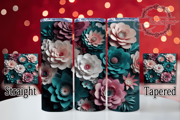 3D Green Pink Roses Tumbler: A Vibrant Digital Design for Your Drinkware