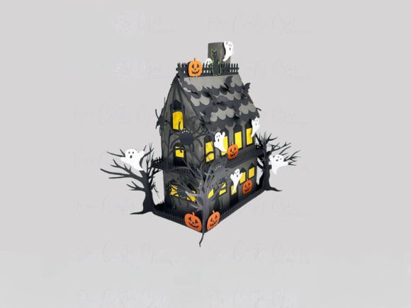 3D Haunted House Paper Craft Design