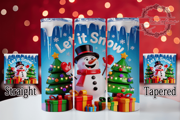 3D Let It Snowman Tumbler Design