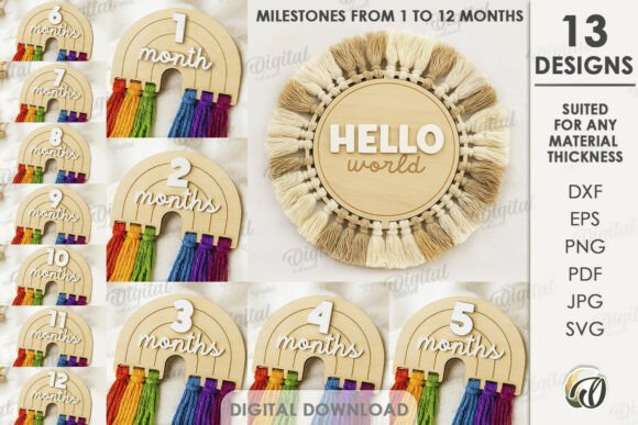 3D Macrame Baby Milestone Cards Bundle: A Digital Guide to Custom Keepsakes