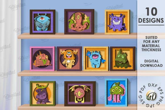 3D Monster Layered Decors Bundle