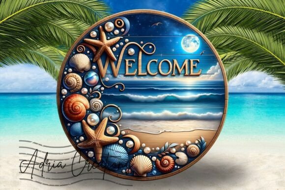 3D Seashells Welcome Sign Sublimation