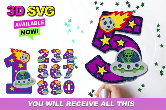 Alien Ovni Numbers 3D SVG Guide