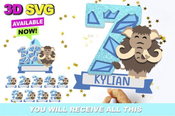 Bringing Prehistoric Charm to Life with Ice Age Numbers Topper 3D SVG Designs