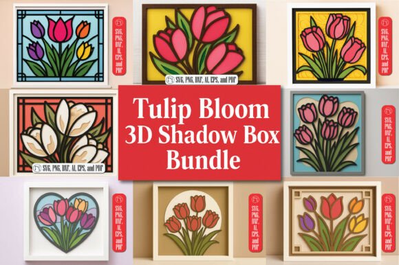 Crafting Depth and Dimension with the Tulip Bloom 3D Shadow Box SVG Bundle