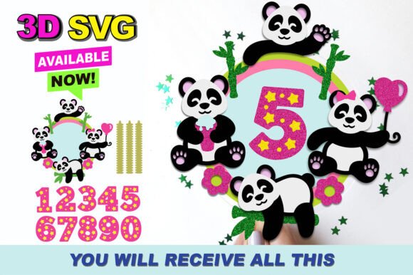 Cute Panda Cake Topper 3D SVG Guide