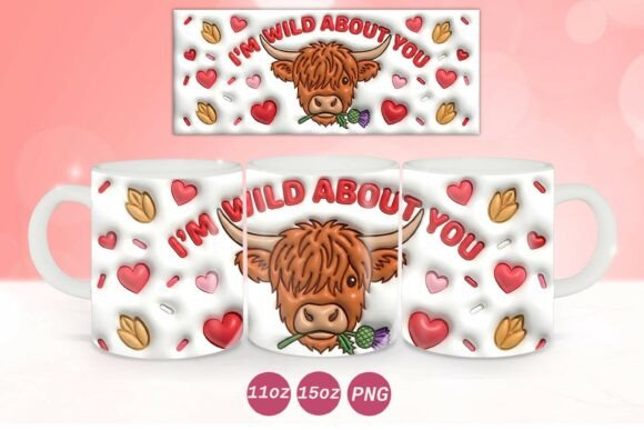 Streamlining Your Valentine’s Sublimation Workflow with the 3D Valentine Highland Cow Mug Wrap PNG